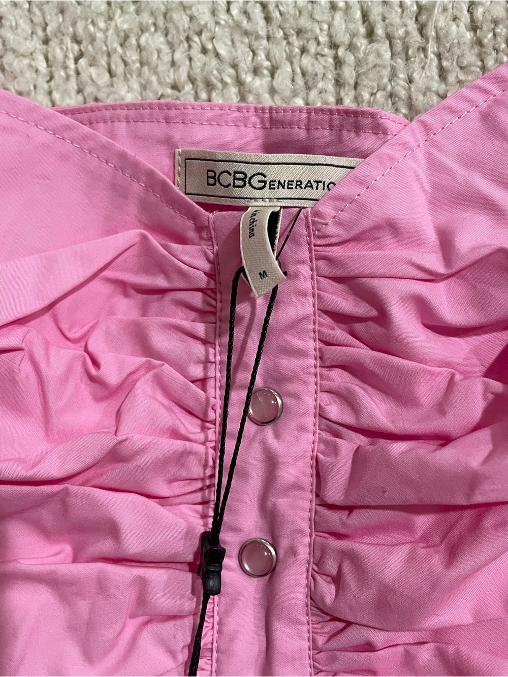 BCBGeneration Pink Ruched Button-Front Camisole - Picture 2 of 3